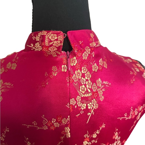 Pink and Gold 90’s y2k Cheongsam Vintage Formal Dress - Picture 2 of 5